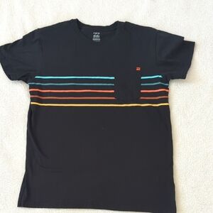 Billabong Black Tee with Multicolor Stripes